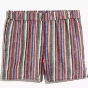Like New Madewell Pull-On Linen/Cotton Blend Rainbow StripeShorts Size XXL